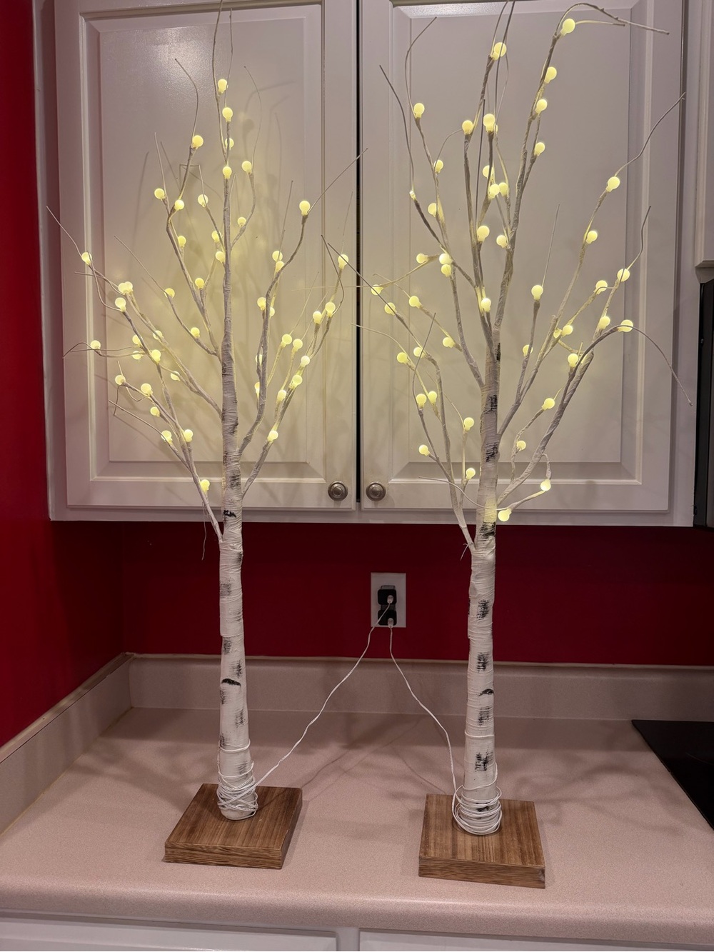White Birch LED Lighted Branch Tree - Set of 2